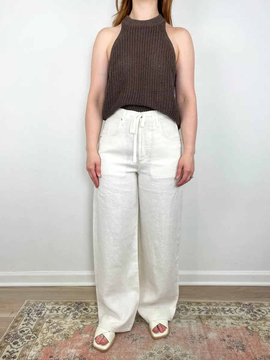 Ori Racer Linen Tank in Chocolate