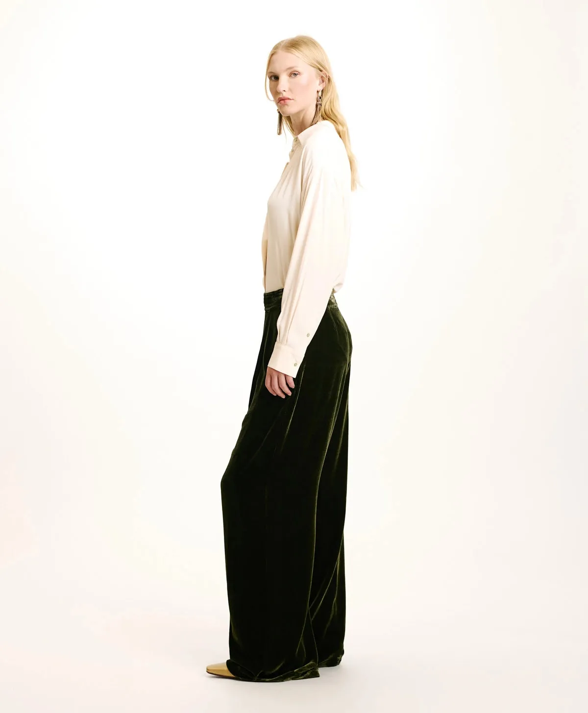 Pascal Smooth Velvet Pants - Matcha Green