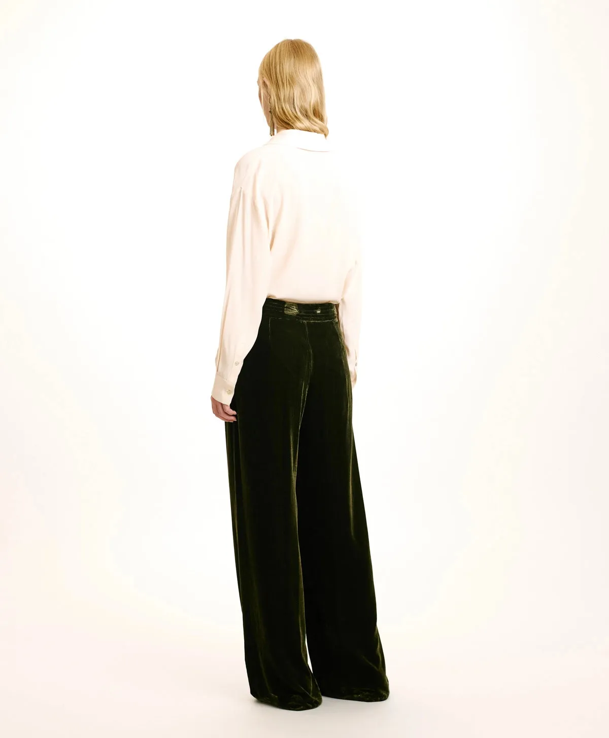 Pascal Smooth Velvet Pants - Matcha Green