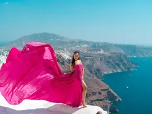 pINK flOWING PPrewedding or proposal photoshoot Designarche Dress