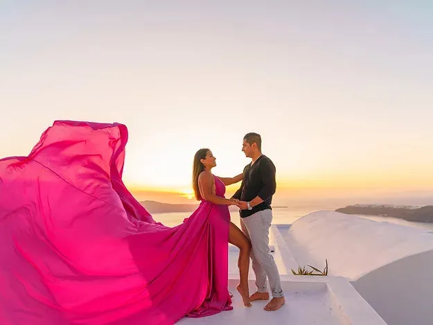 pINK flOWING PPrewedding or proposal photoshoot Designarche Dress