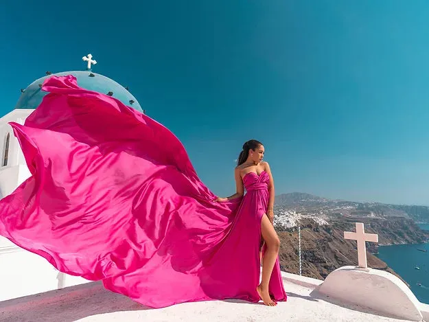 pINK flOWING PPrewedding or proposal photoshoot Designarche Dress