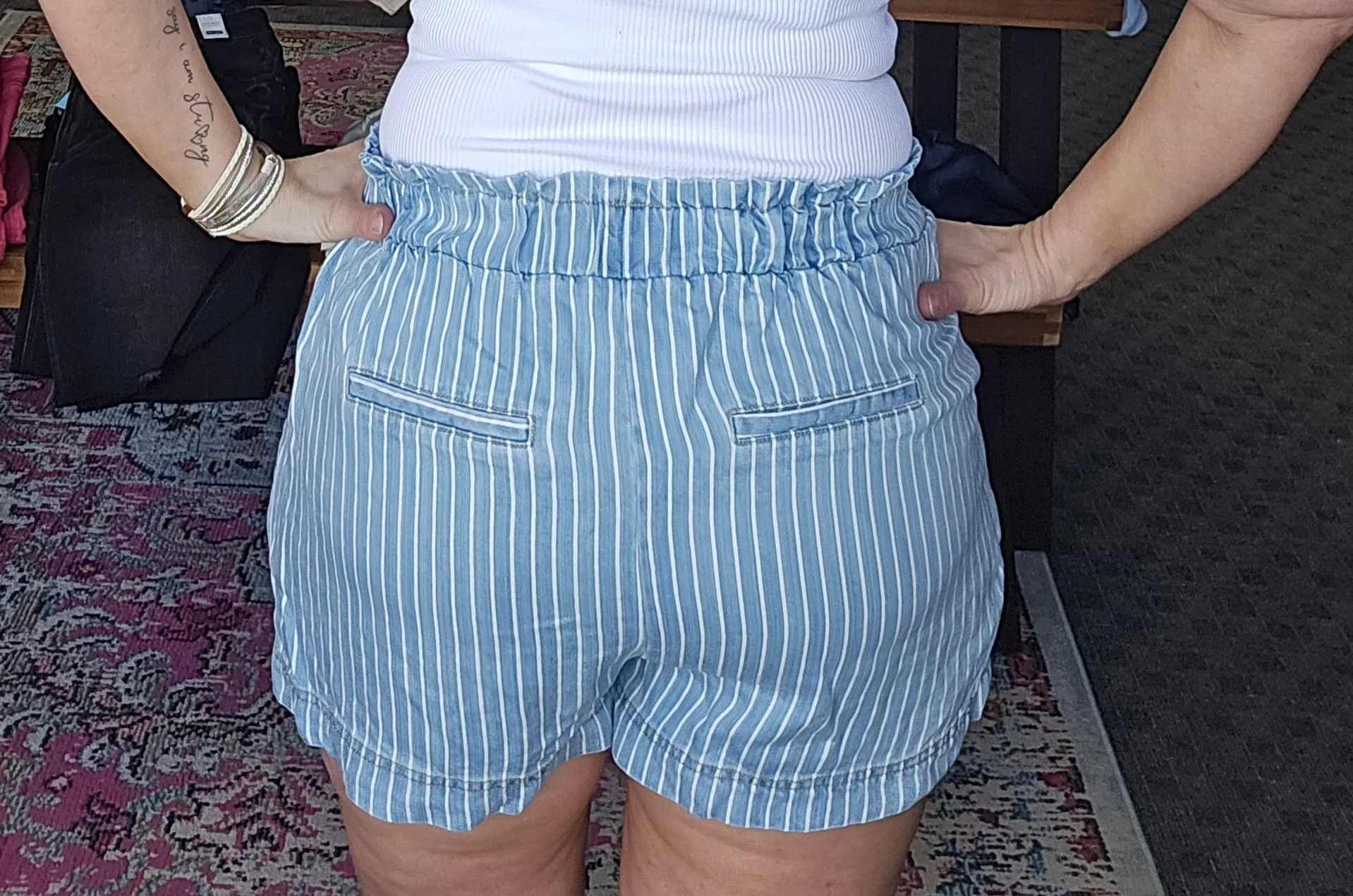 Pinstripe Chambray Shorts