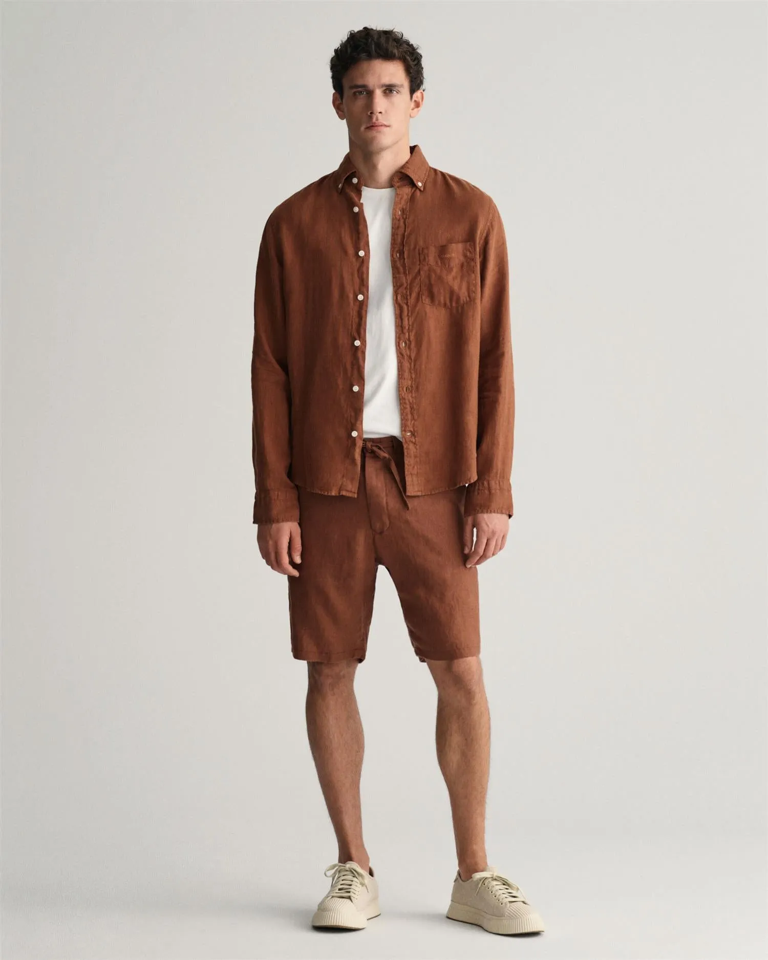 Relaxed Linen Shorts DS Brun