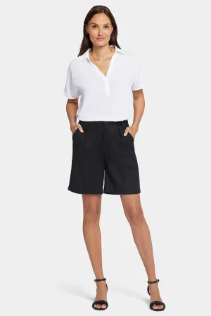 Relaxed Shorts  In Stretch Linen | Black