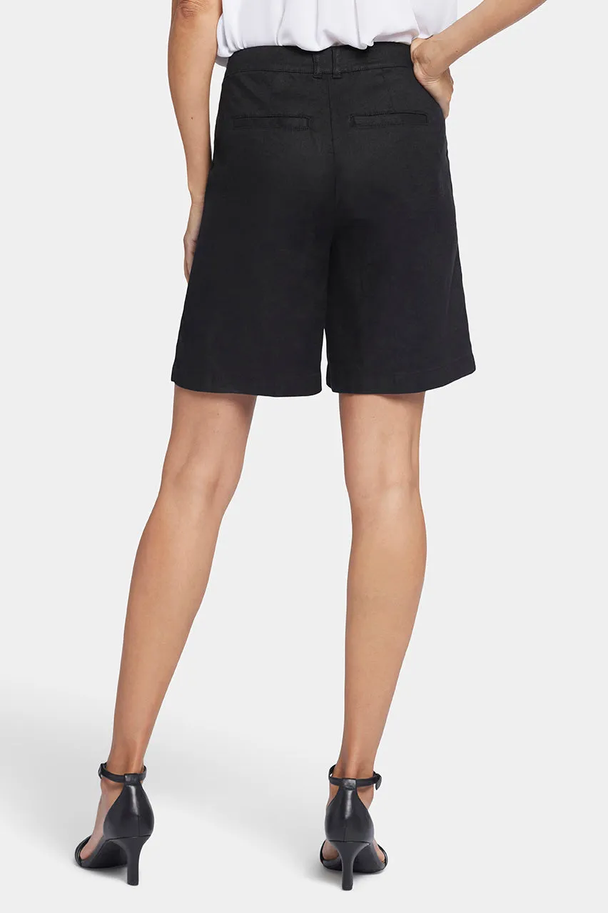 Relaxed Shorts  In Stretch Linen | Black