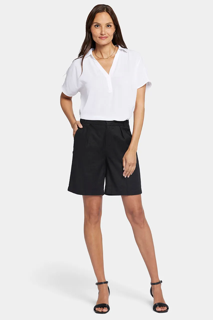 Relaxed Shorts  In Stretch Linen | Black