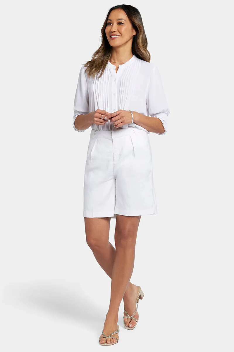 Relaxed Shorts  In Stretch Linen | White