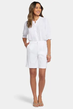 Relaxed Shorts  In Stretch Linen | White