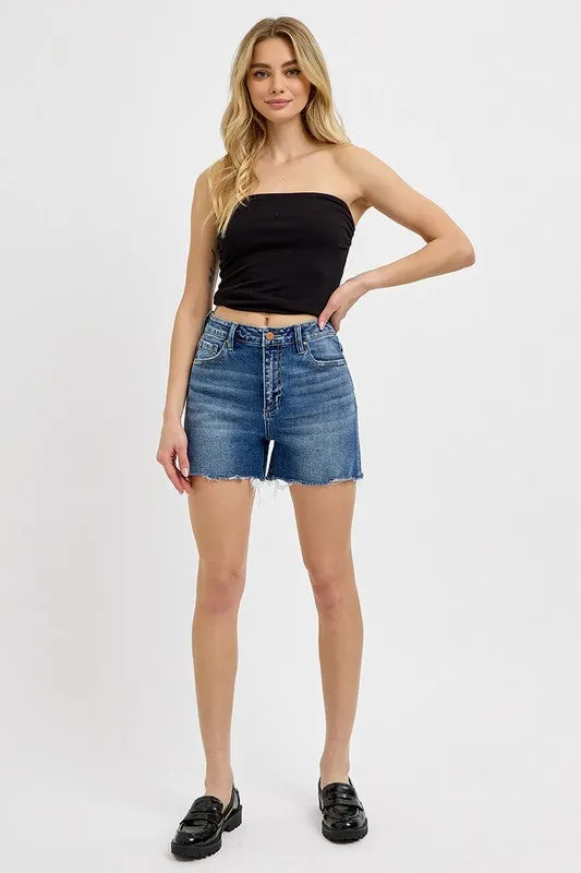 RISEN High Rise Relaxed Fit Shorts - Available in Misses and Plus Sizes
