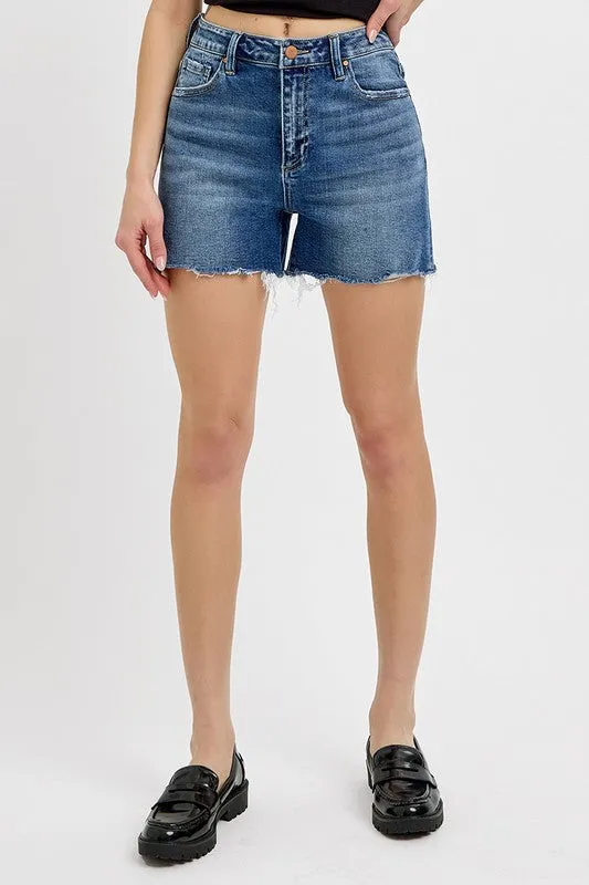 RISEN High Rise Relaxed Fit Shorts - Available in Misses and Plus Sizes
