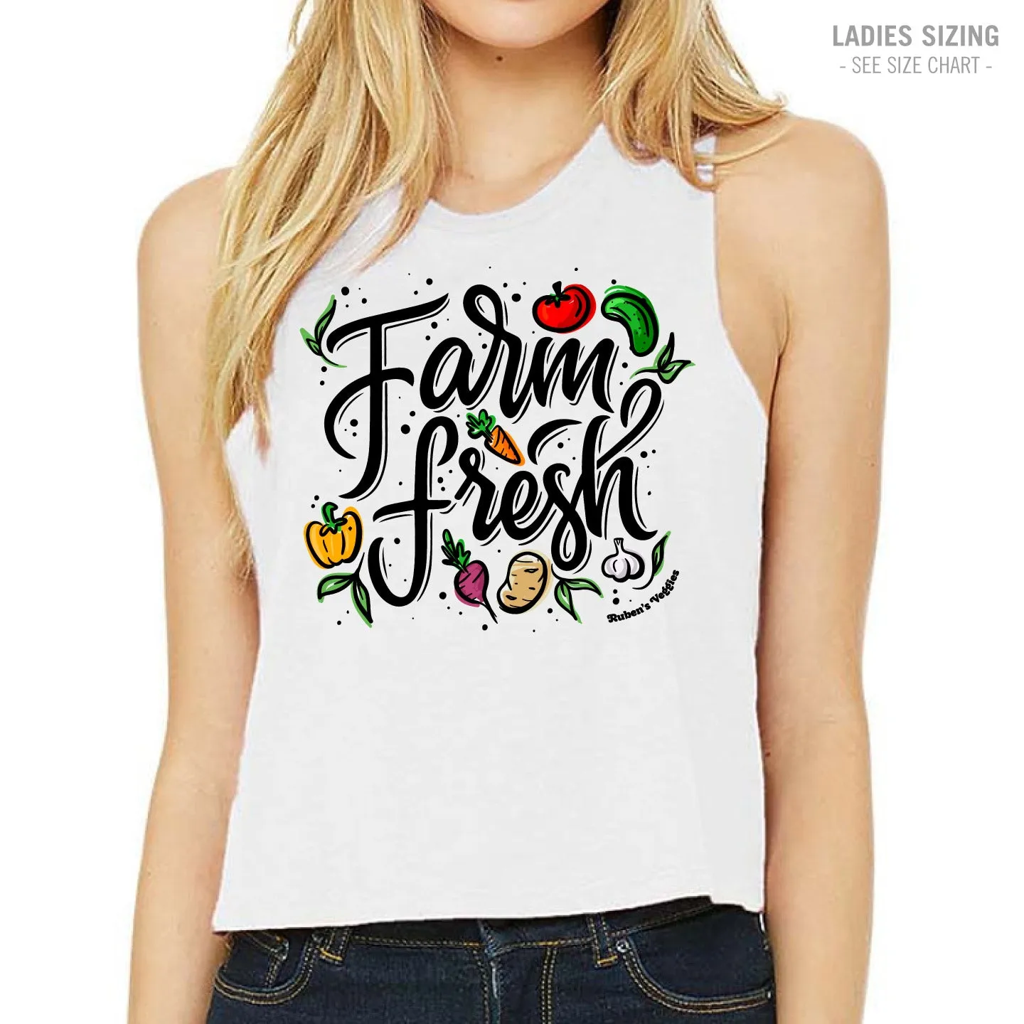 Ruben's Veggies Farm Fresh Ladies Cropped Racerback Tank (RVT014-6682)
