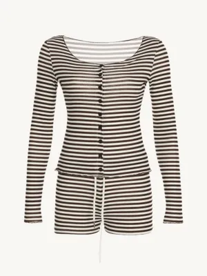 Salome Striped Cardigan Shorts Set