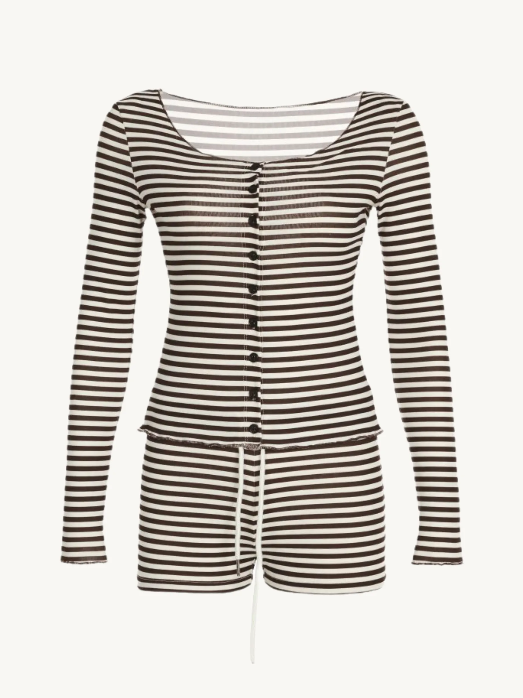 Salome Striped Cardigan Shorts Set