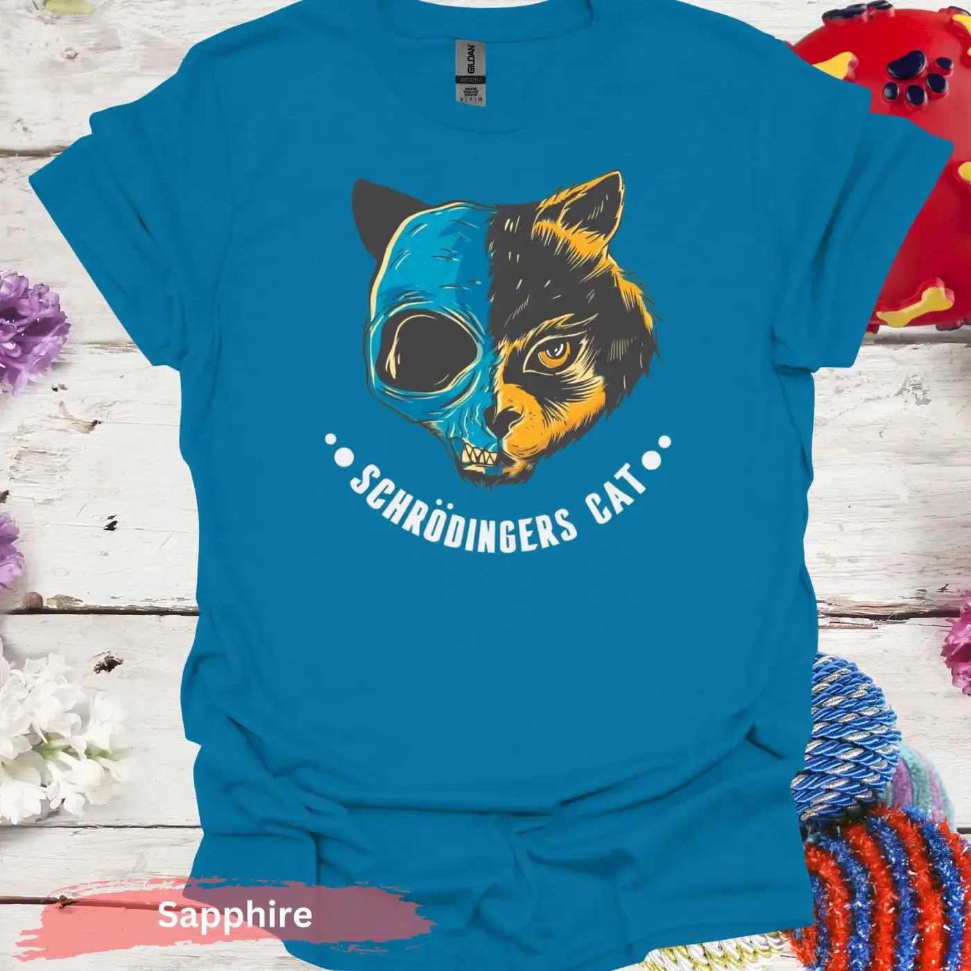 Schrödinger's Cat Half Skull T-shirt