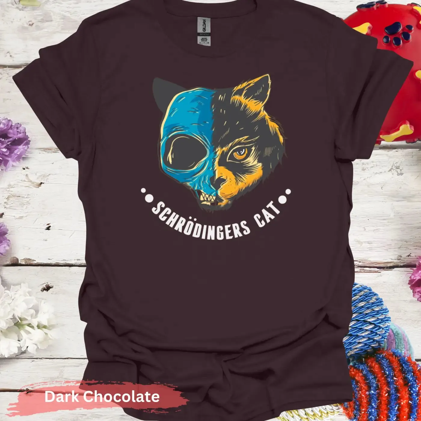Schrödinger's Cat Half Skull T-shirt
