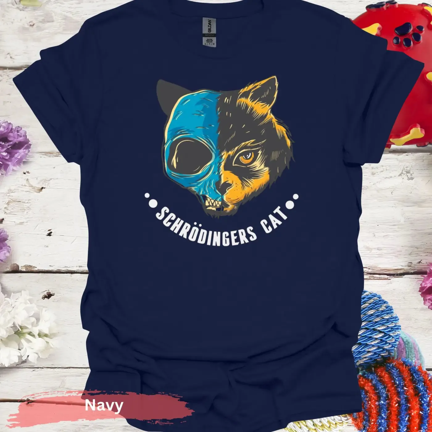 Schrödinger's Cat Half Skull T-shirt