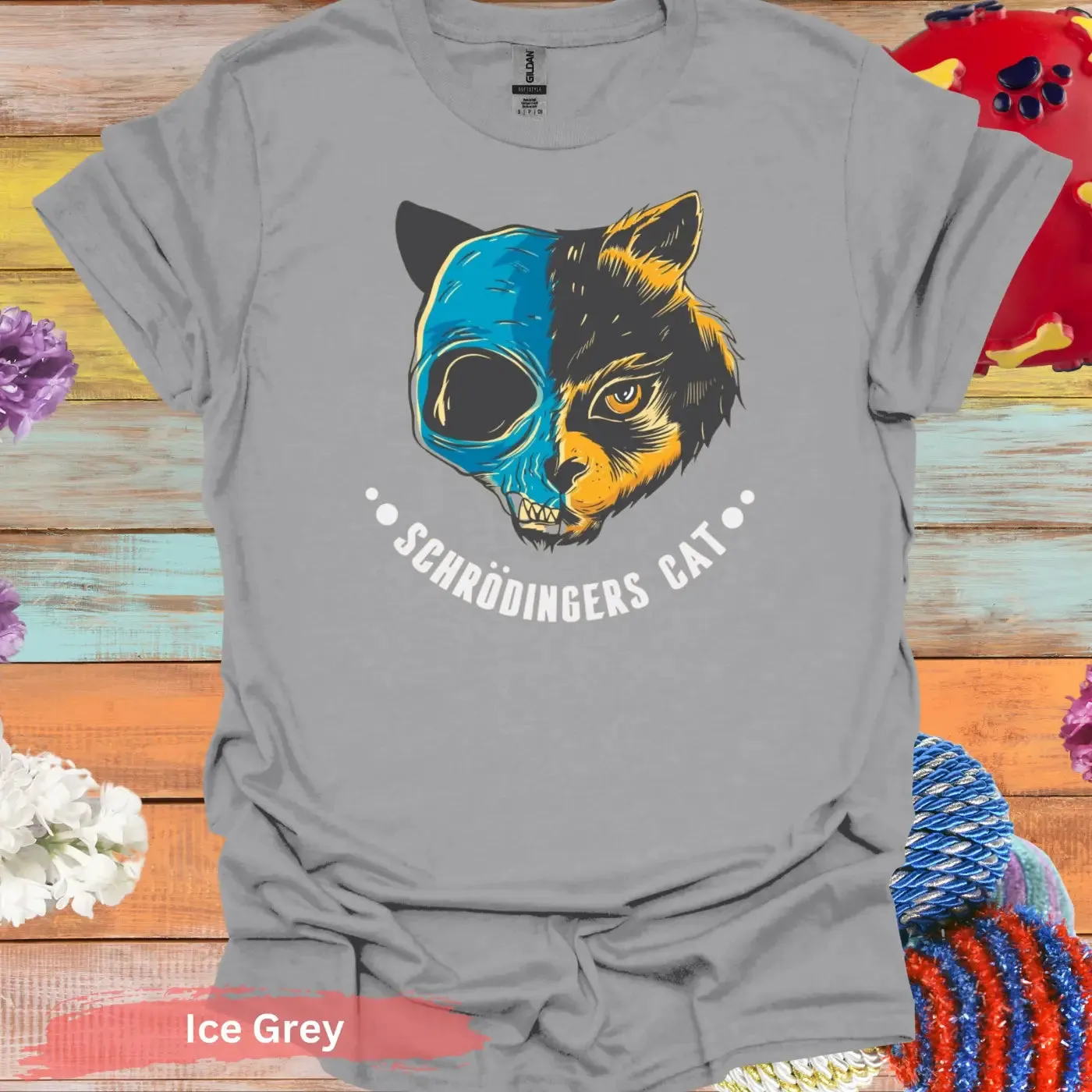 Schrödinger's Cat Half Skull T-shirt