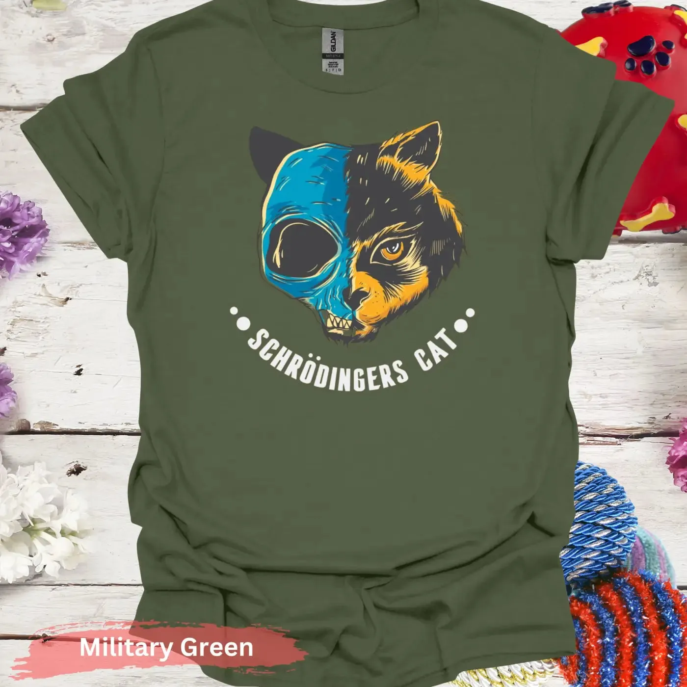 Schrödinger's Cat Half Skull T-shirt