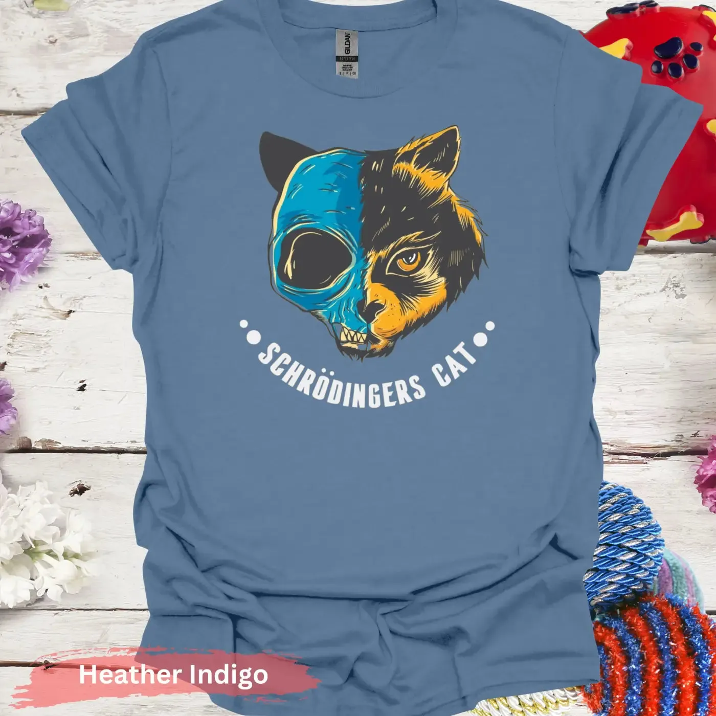 Schrödinger's Cat Half Skull T-shirt
