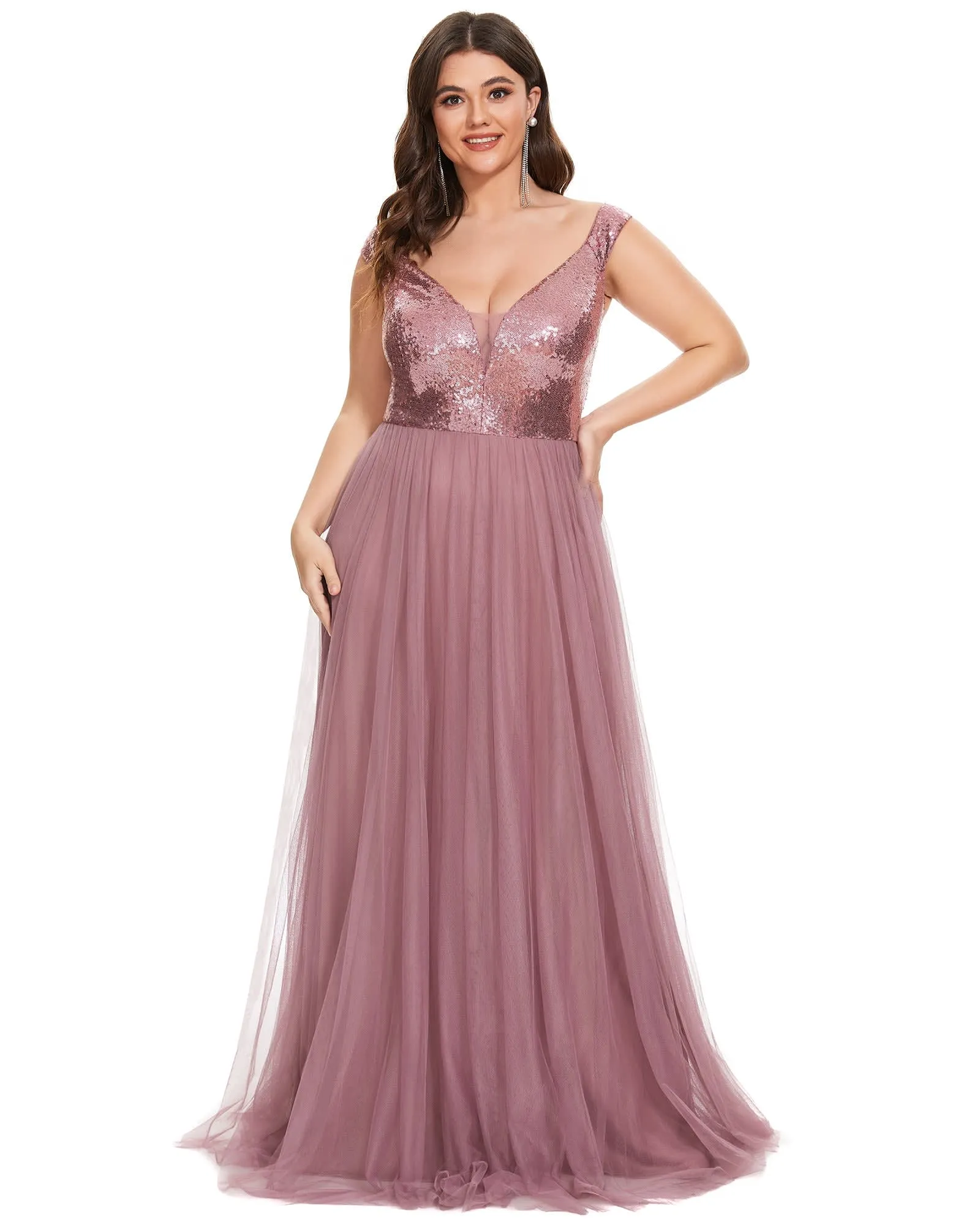 Sequin Off the Shoulder Maxi Tulle Evening Dress | Purple Orchid