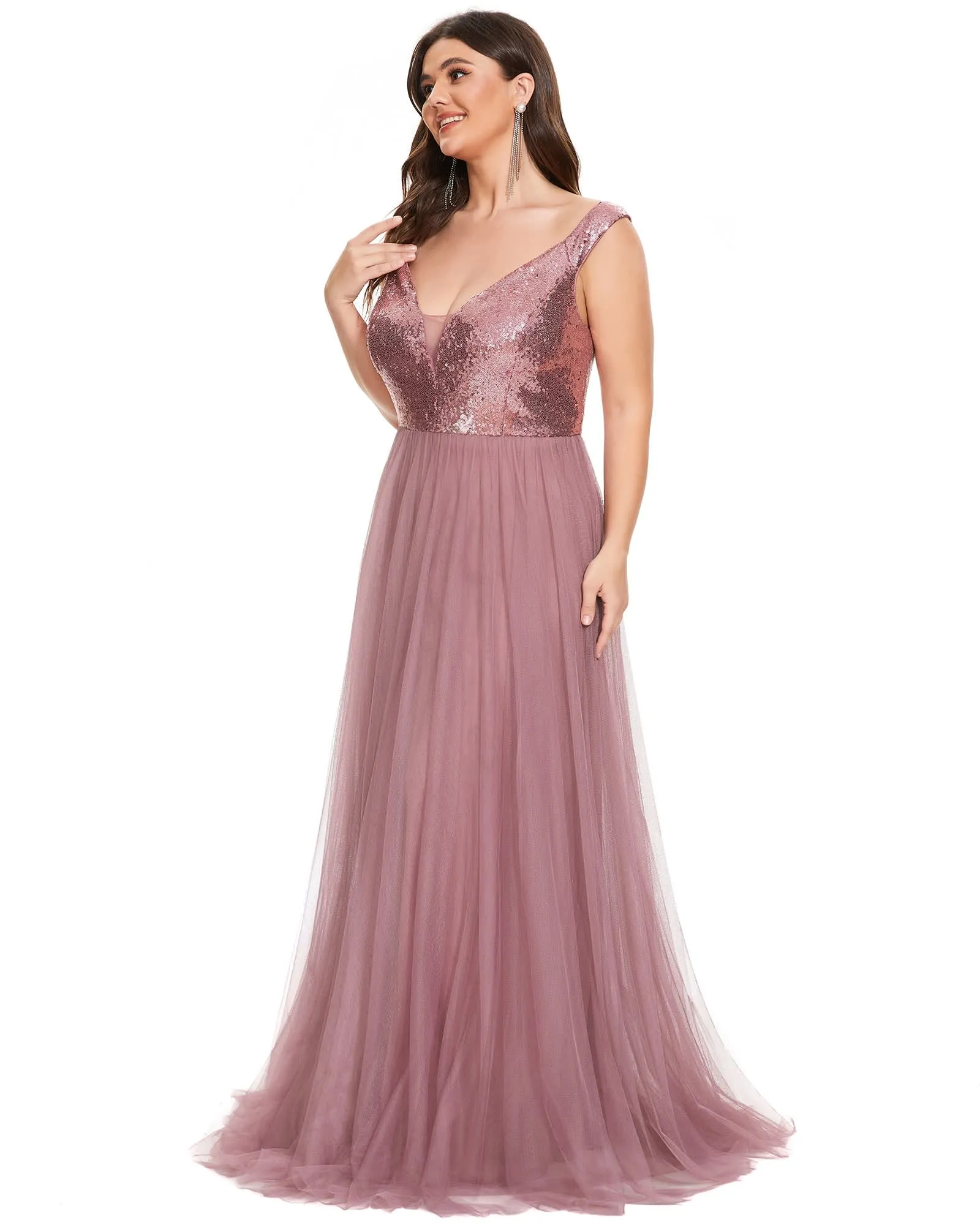 Sequin Off the Shoulder Maxi Tulle Evening Dress | Purple Orchid