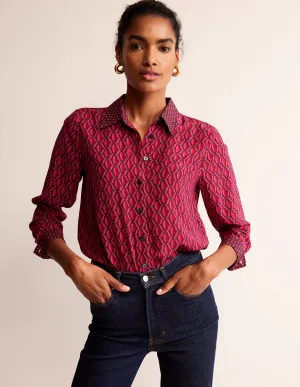 Sienna Silk Shirt-Vibrant Pink, Geo Valley