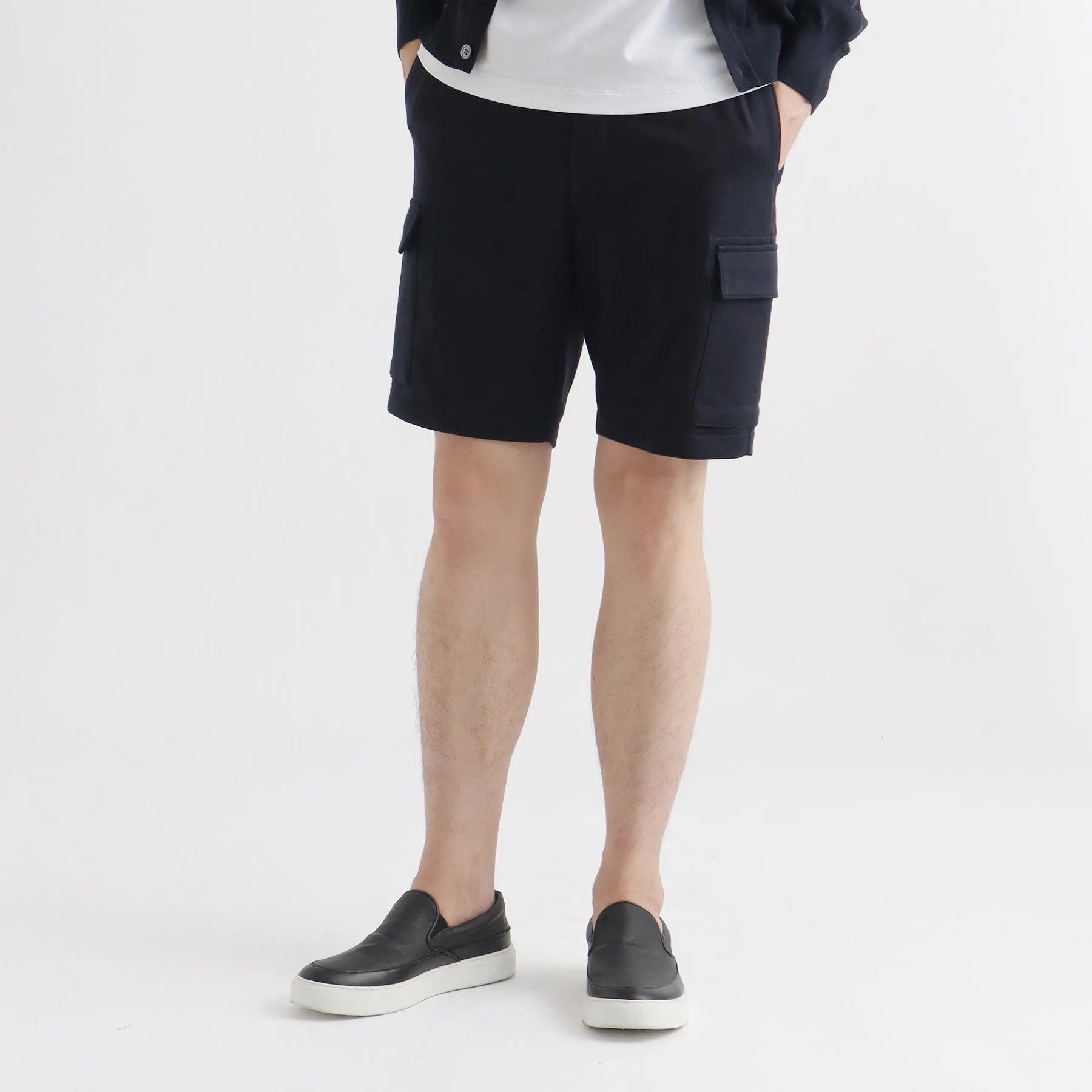Smooth Terry Cargo Short Pants Color: Navy