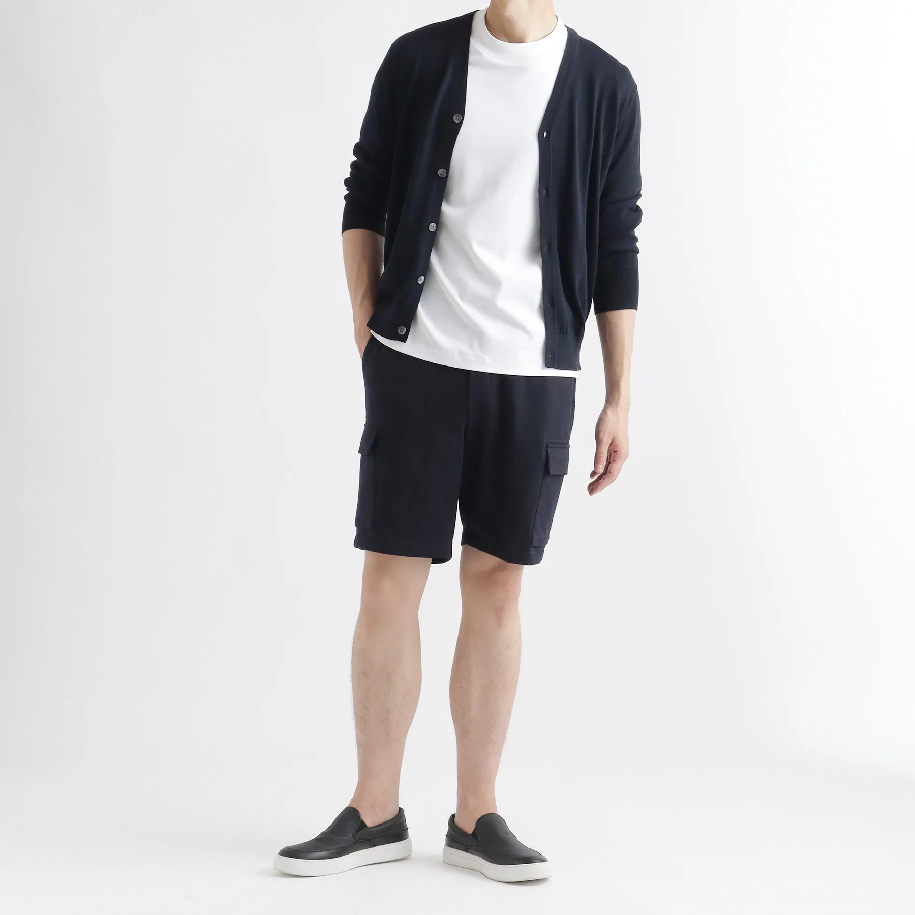 Smooth Terry Cargo Short Pants Color: Navy
