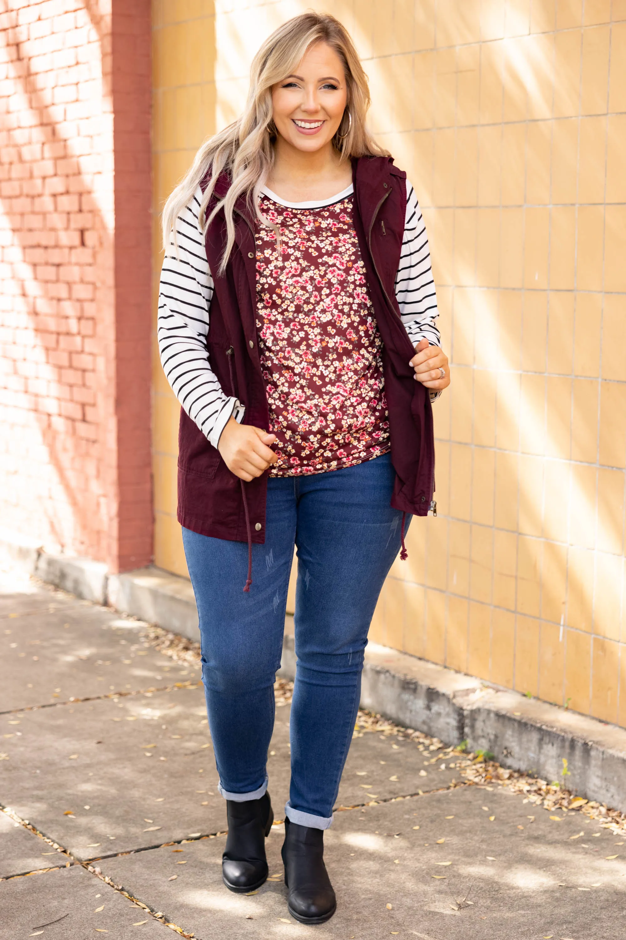 So Carefree Vest, Dark Burgundy