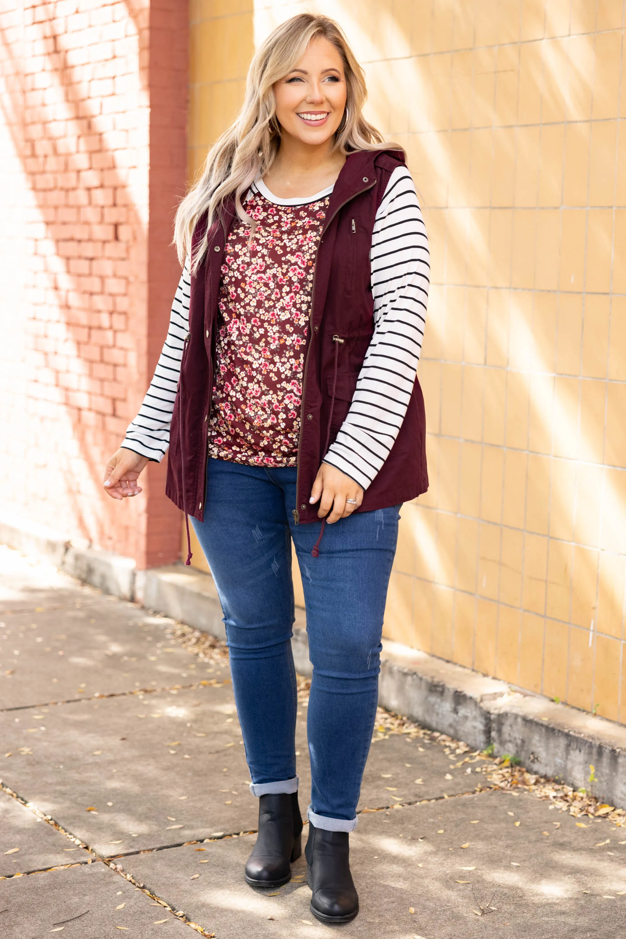 So Carefree Vest, Dark Burgundy