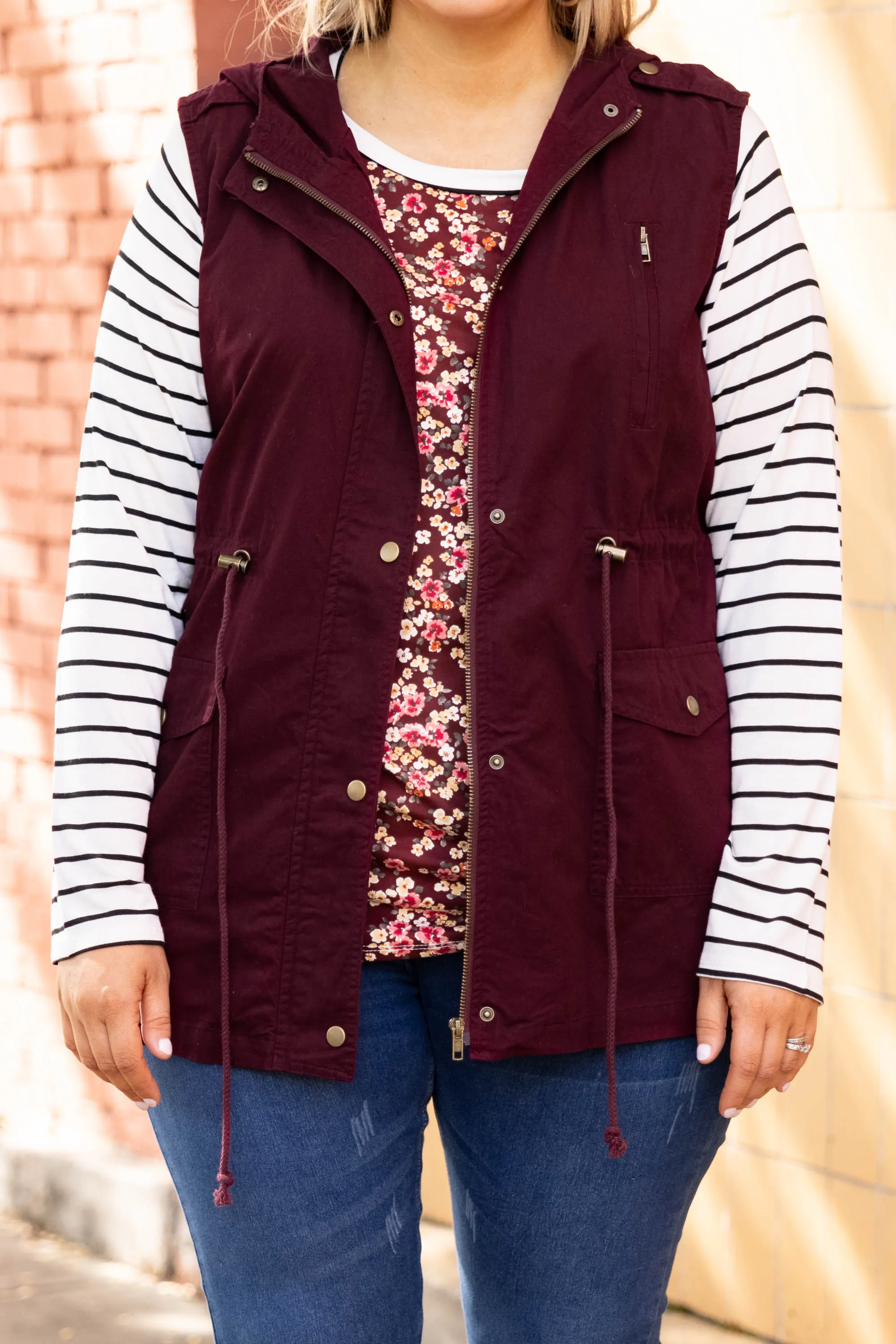 So Carefree Vest, Dark Burgundy