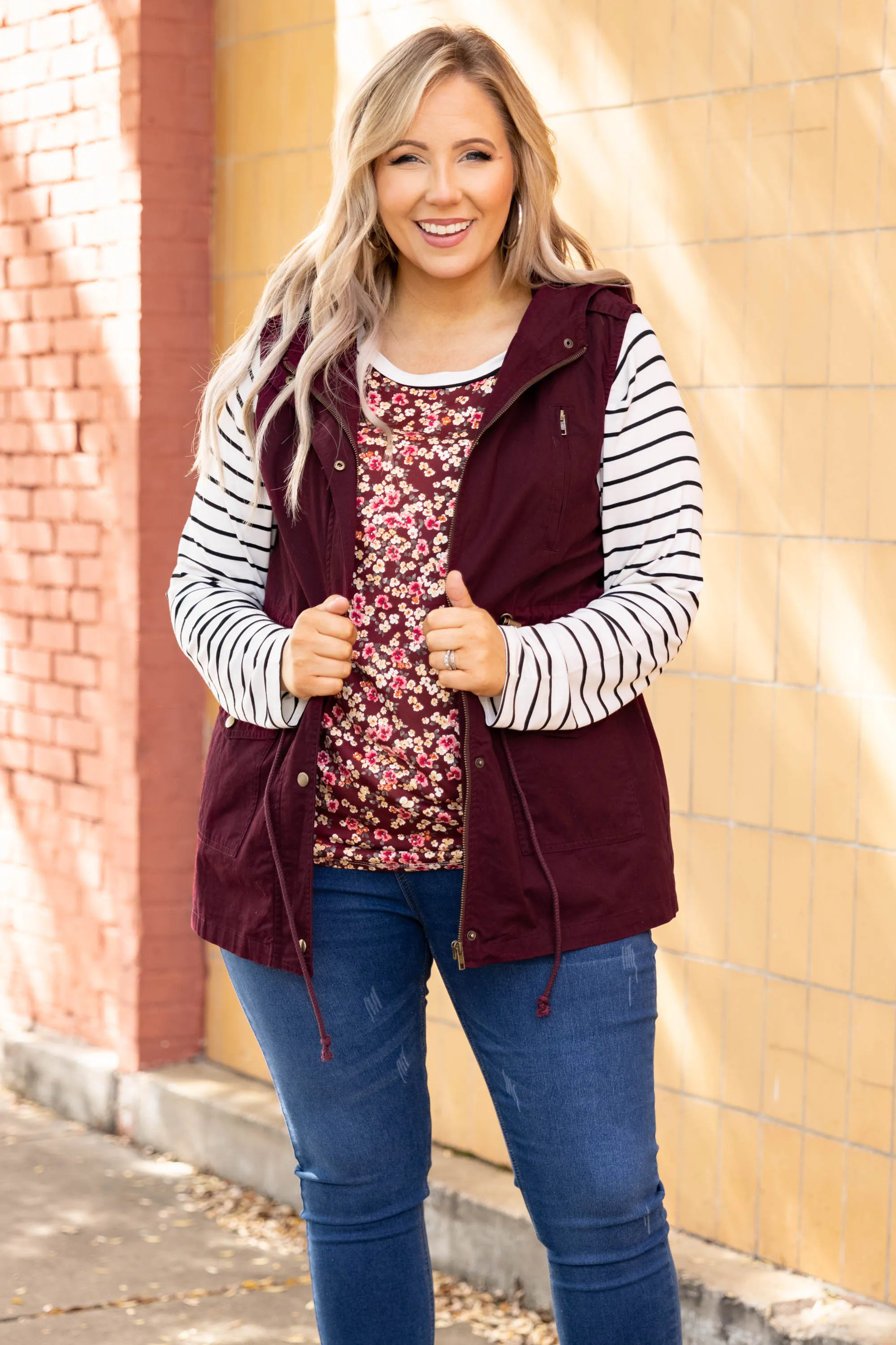 So Carefree Vest, Dark Burgundy