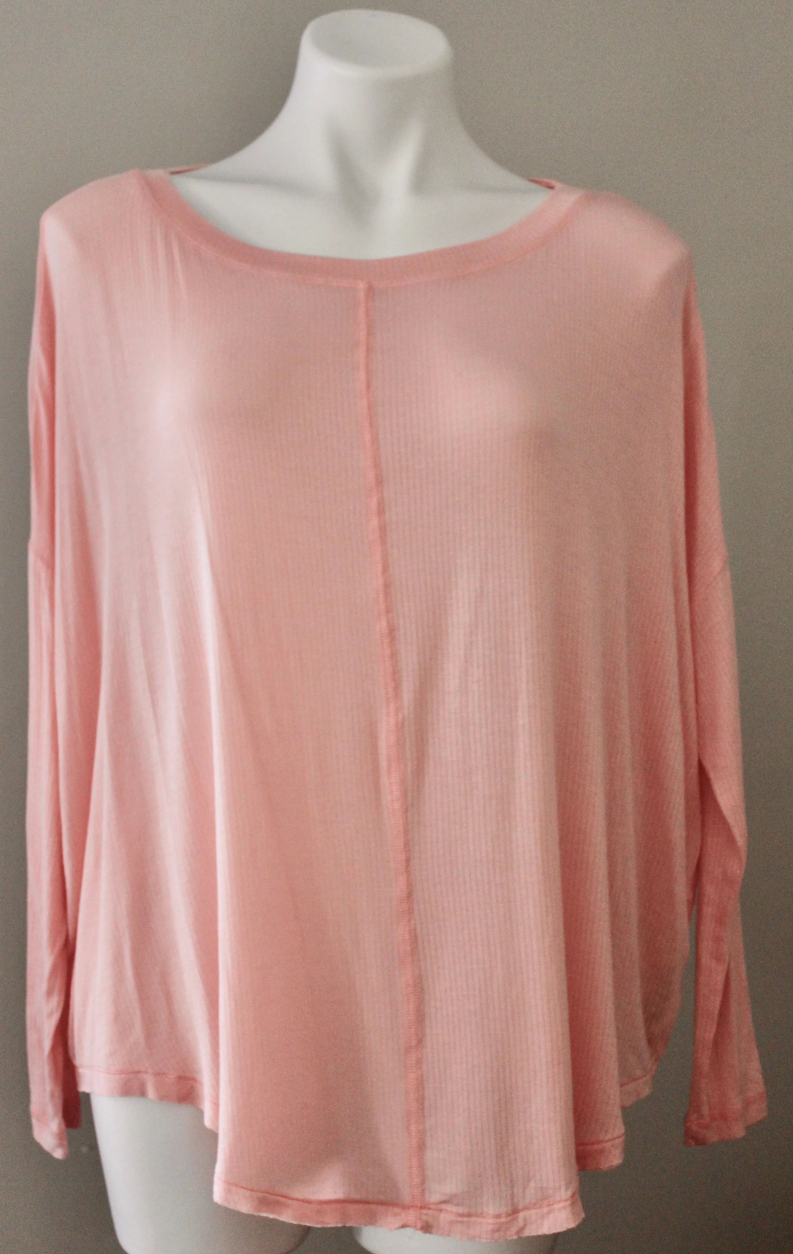 Soft Autumn Peach Raw Hem Ribbed Tee