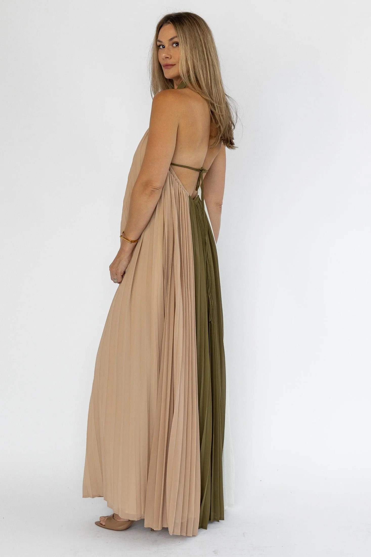 Sorin Olive Color Block Maxi Dress - Final Sale