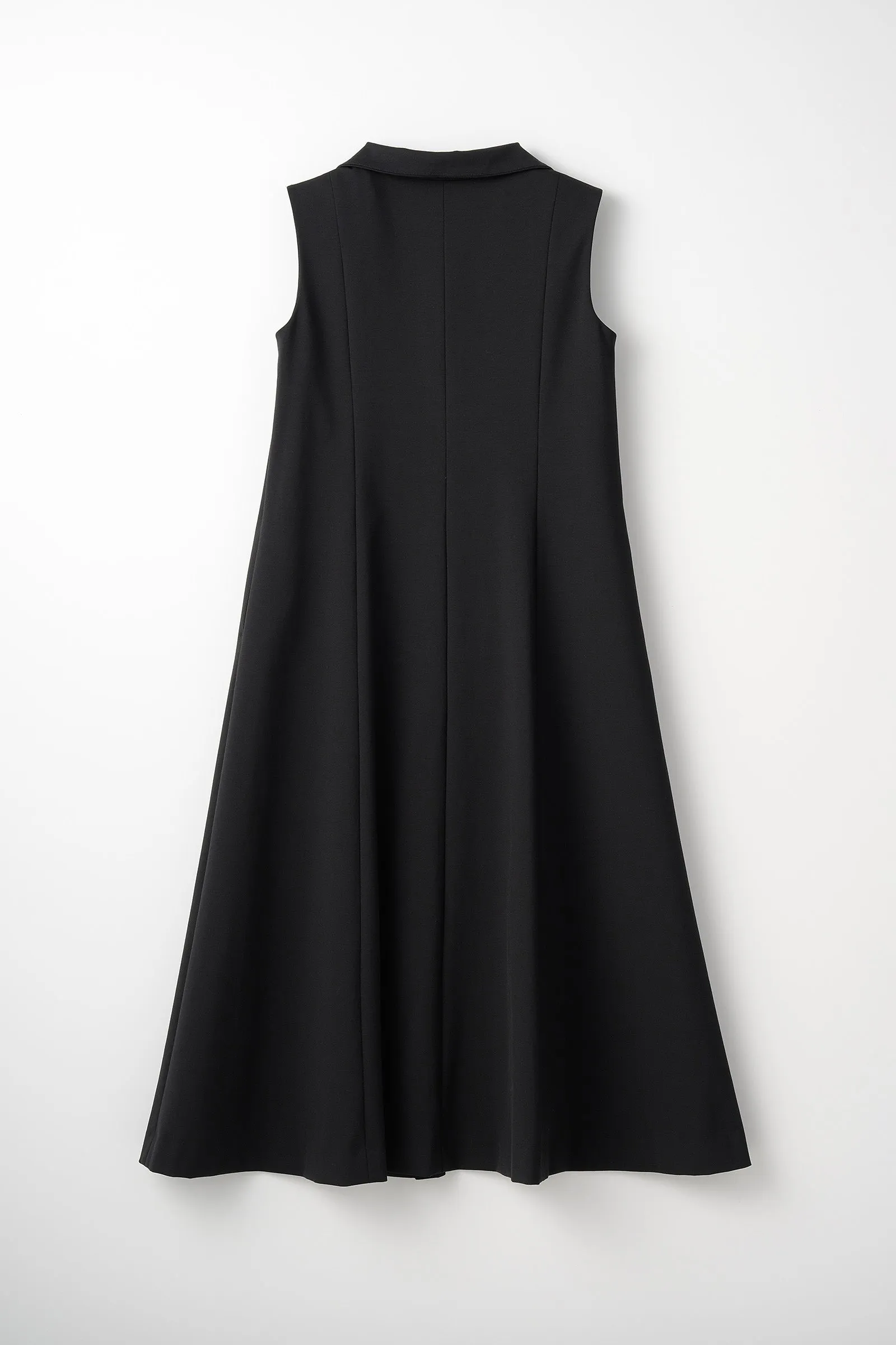Stand neck flowing  dress(Charcoal Black)