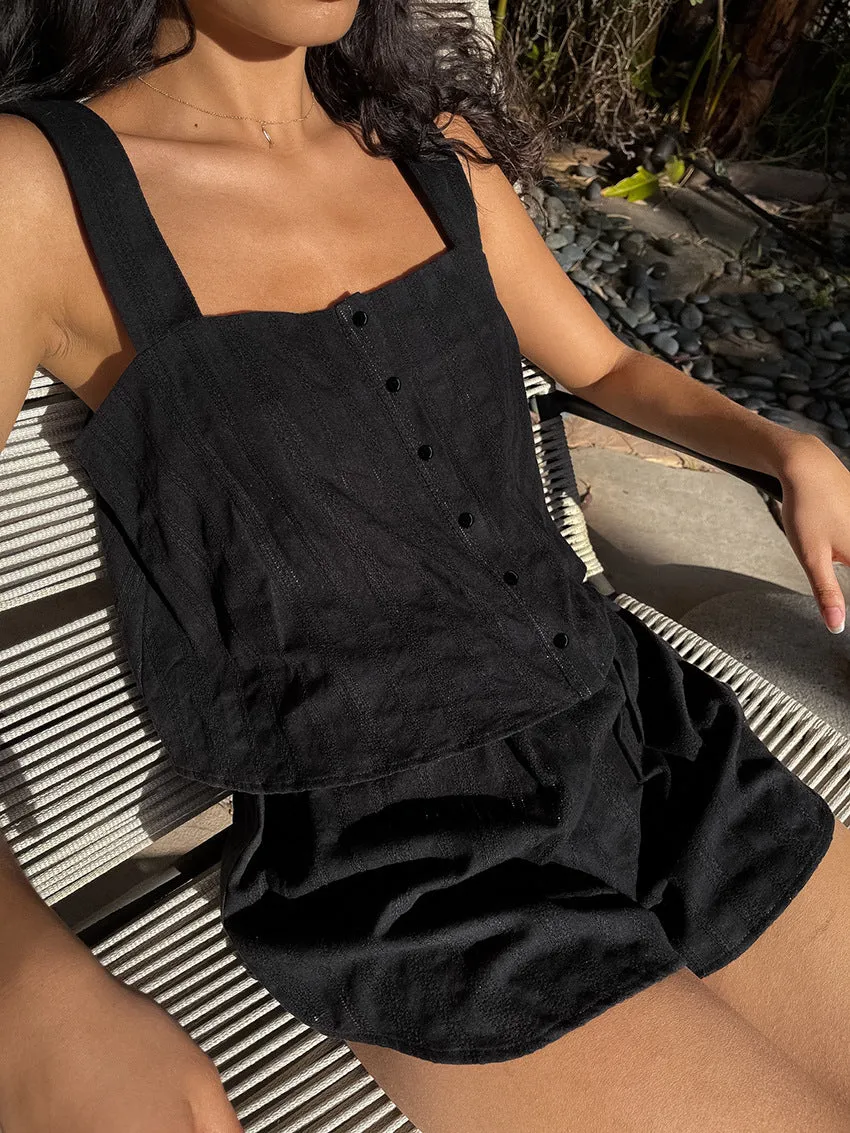 Summer Comfortable Loose Strap Tank Top and Shorts Thin Pajama Set