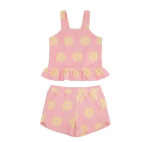Terry Cloth Flowers Top & Short Set