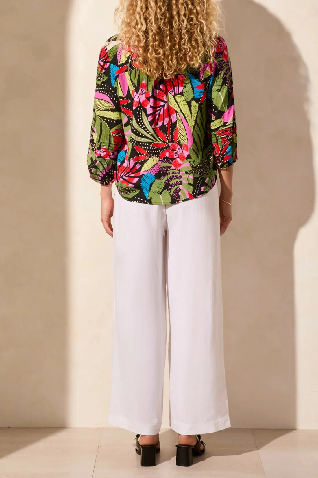 Tribal 3/4 Sleeve Blouse w/ Button Front