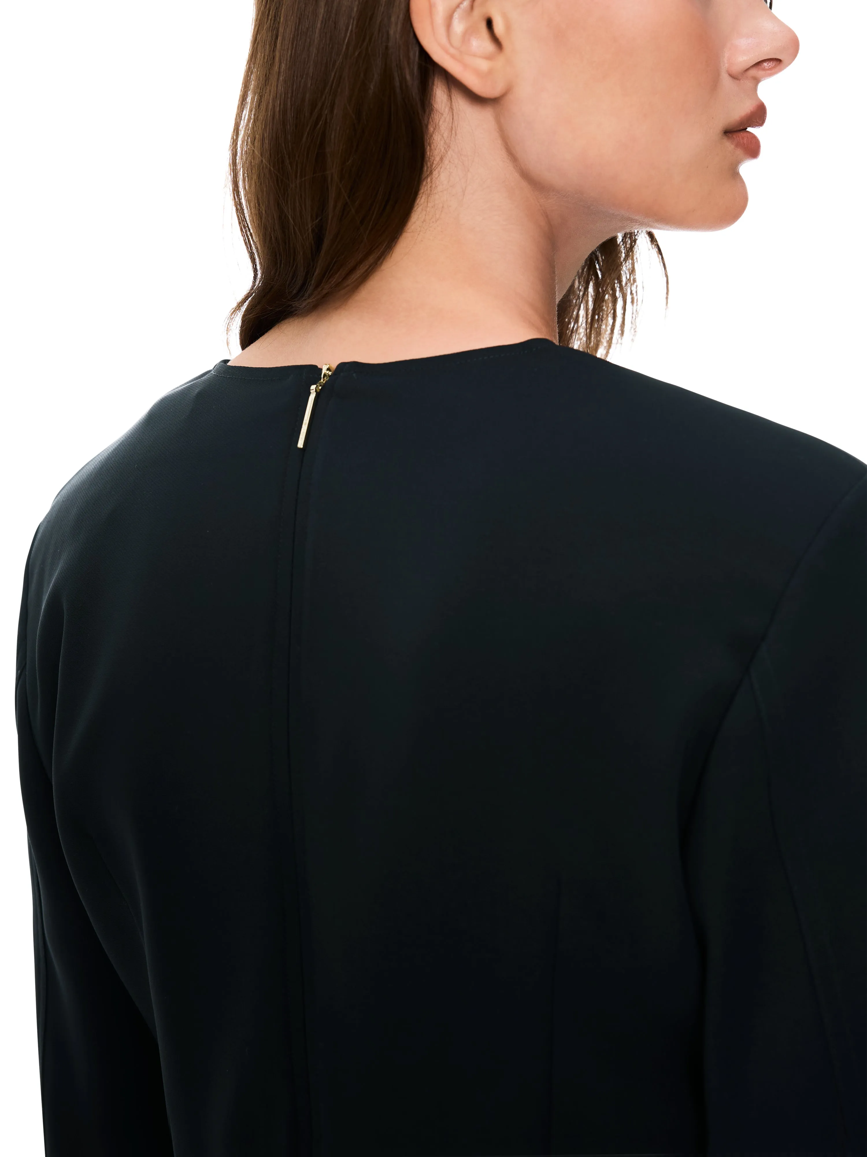 V-NECK RUCHED FRONT DRESS W L/SLEEVES