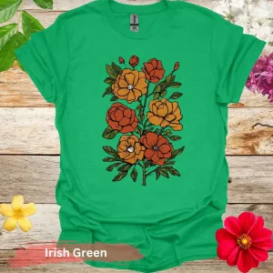 Vibrant Floral Illustration Graphic T-shirt