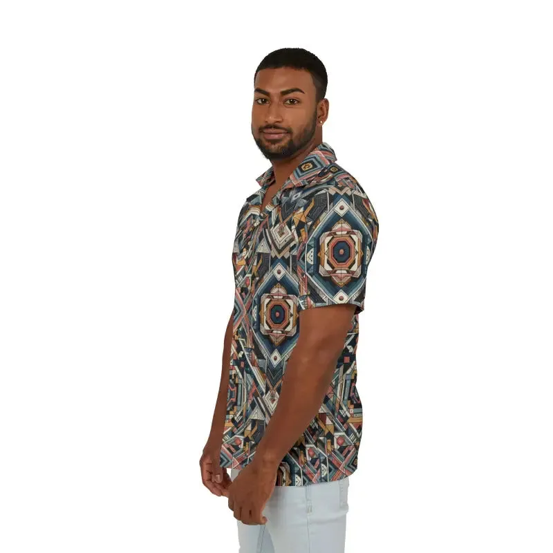 Vibrant Geometric Hawaiian Camp Shirt