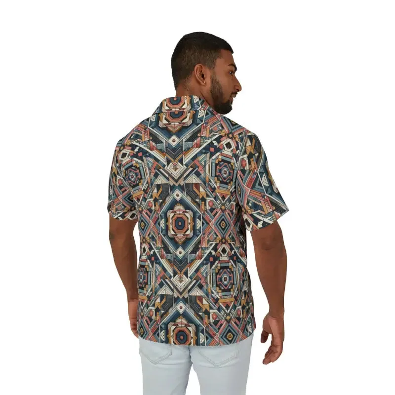 Vibrant Geometric Hawaiian Camp Shirt