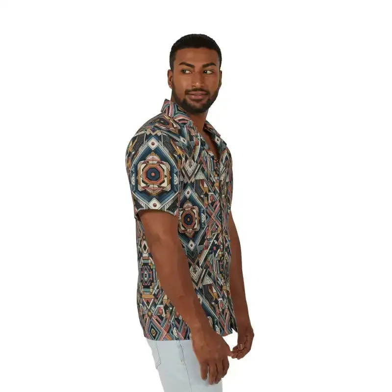 Vibrant Geometric Hawaiian Camp Shirt