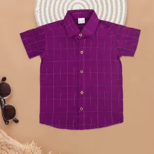 Vibrant Pink Textured Boys Ethnic Shirt