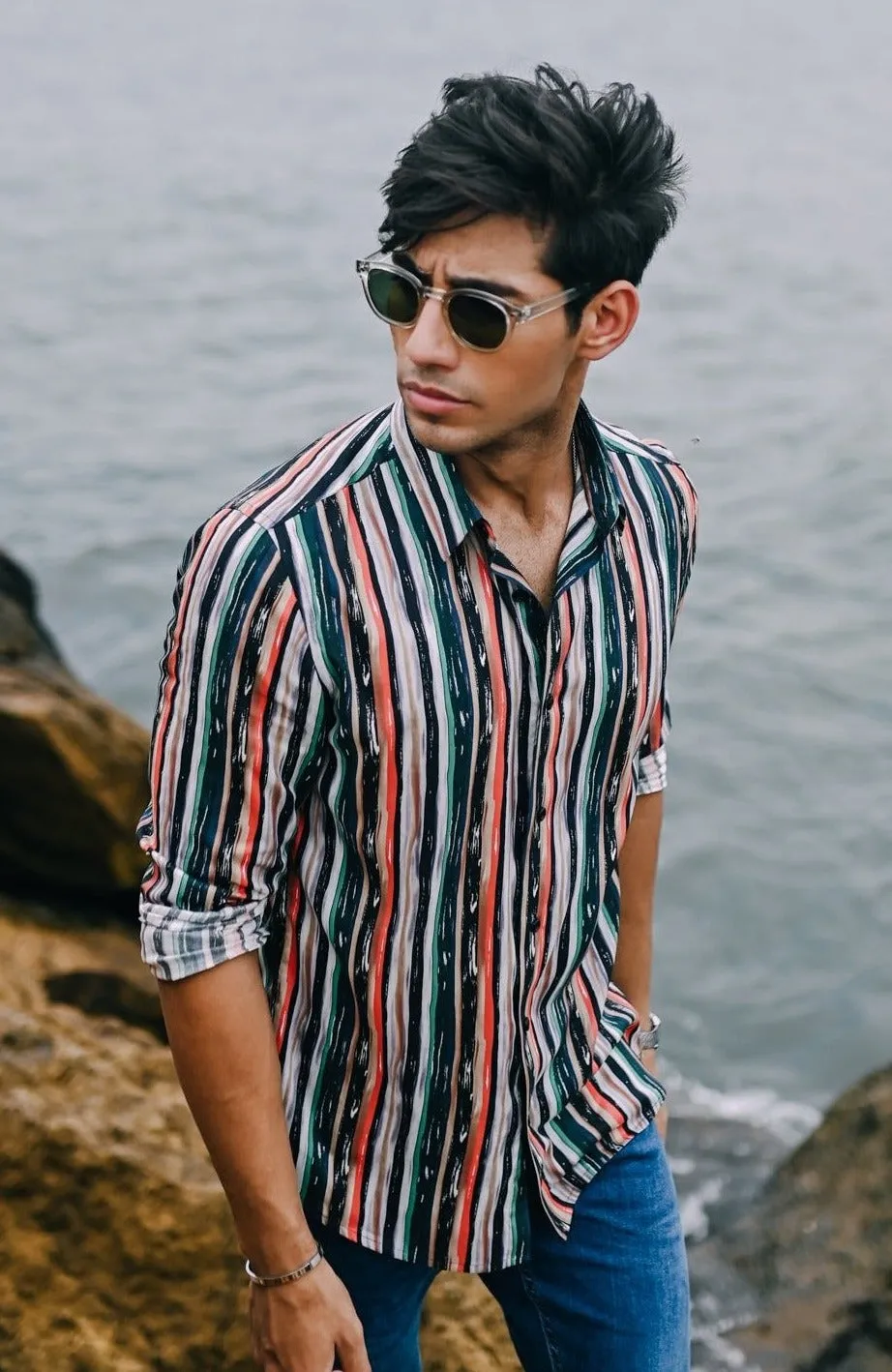 Vibrant Print Roman Stripe