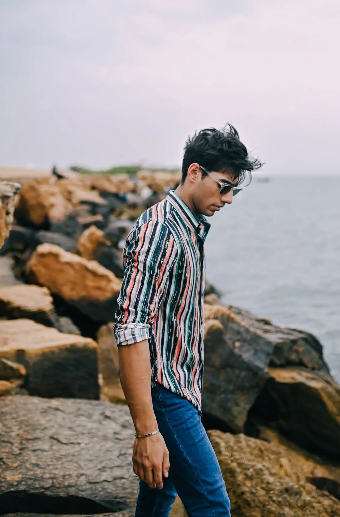 Vibrant Print Roman Stripe