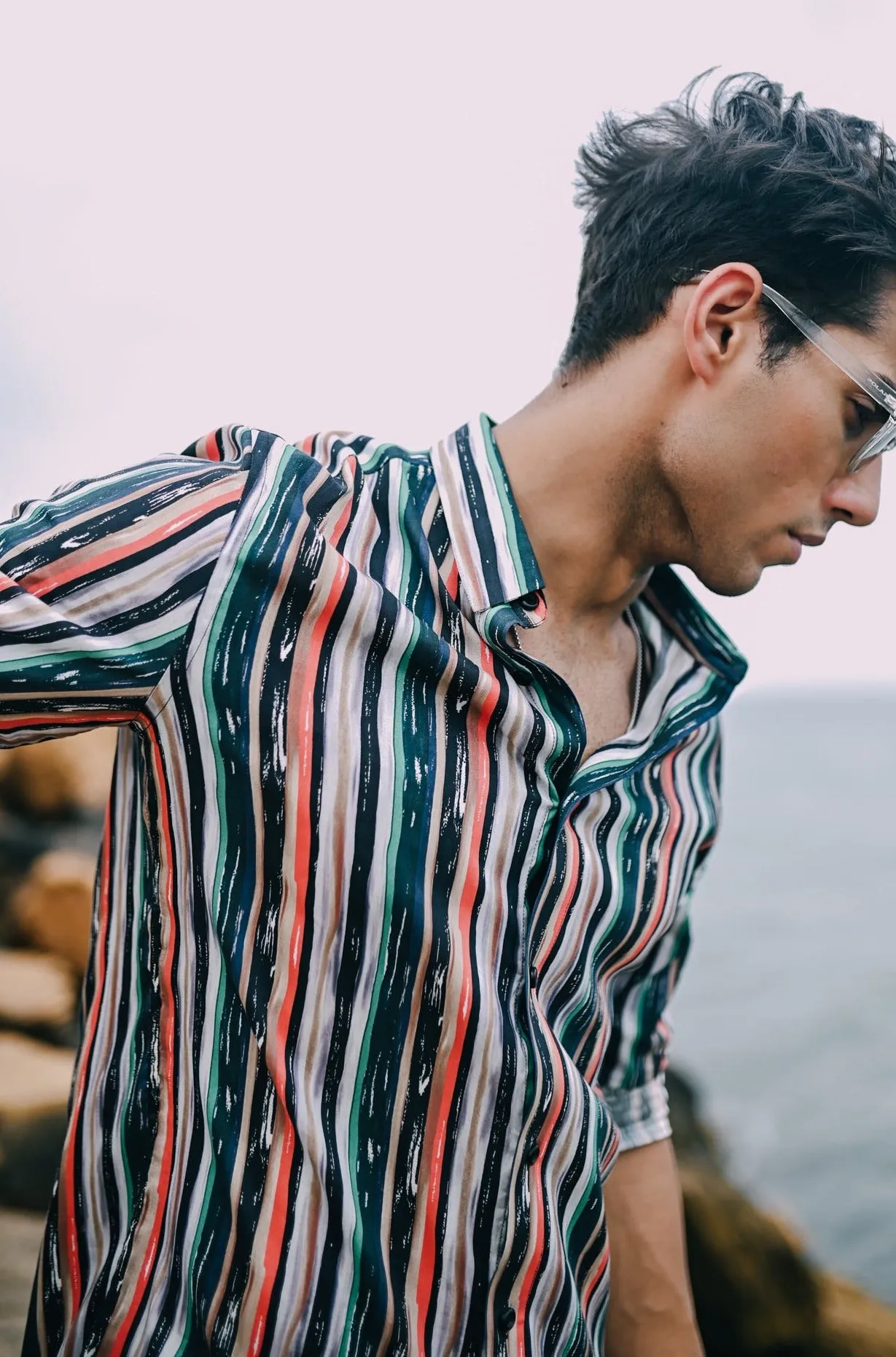 Vibrant Print Roman Stripe