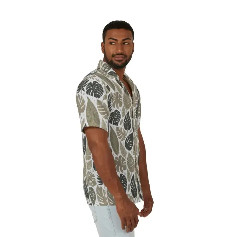 Vibrant Tropical Leaves Hawaiian Camp Shirt
