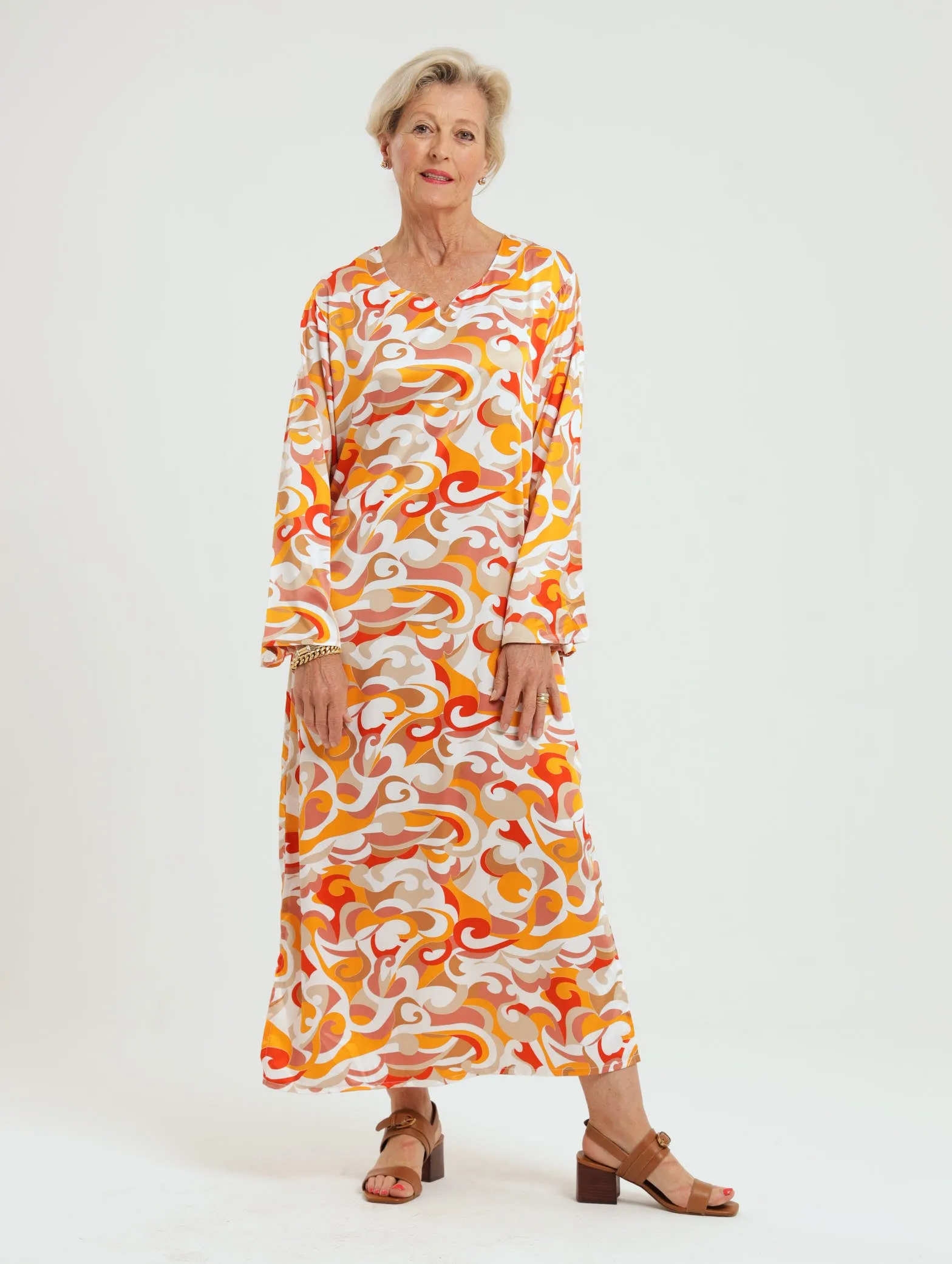 Wattle Kaftan: Orange Swirl